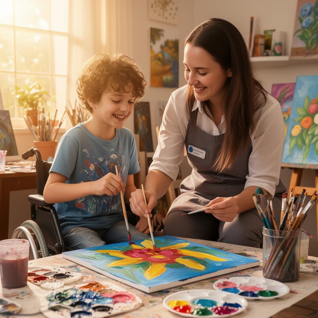 NDIS support worker assisting participant in community activity